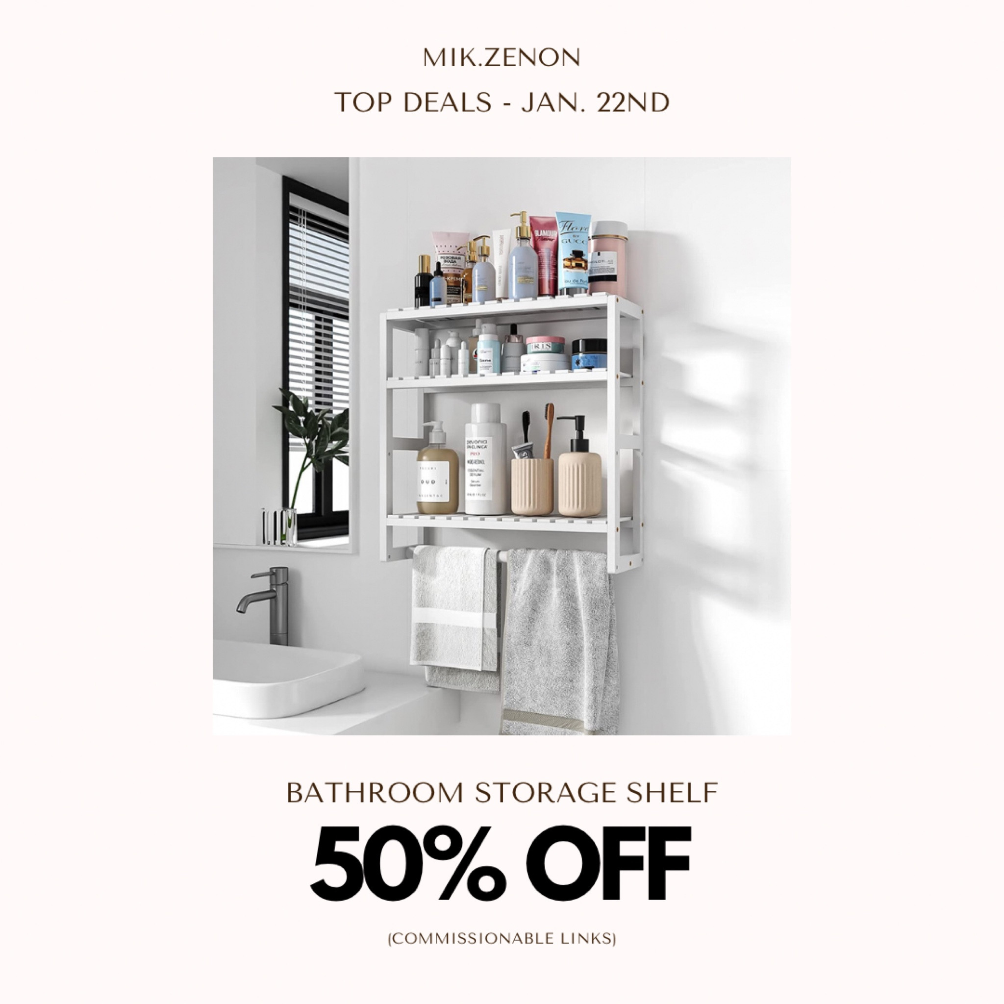 Sale Alert! This bathroom storage rack mounts to your wall and also includes a towel hanger. Apply the coupon on the listing and get it for 55% off today! 

#LTKsalealert #LTKunder50 #LTKhome
