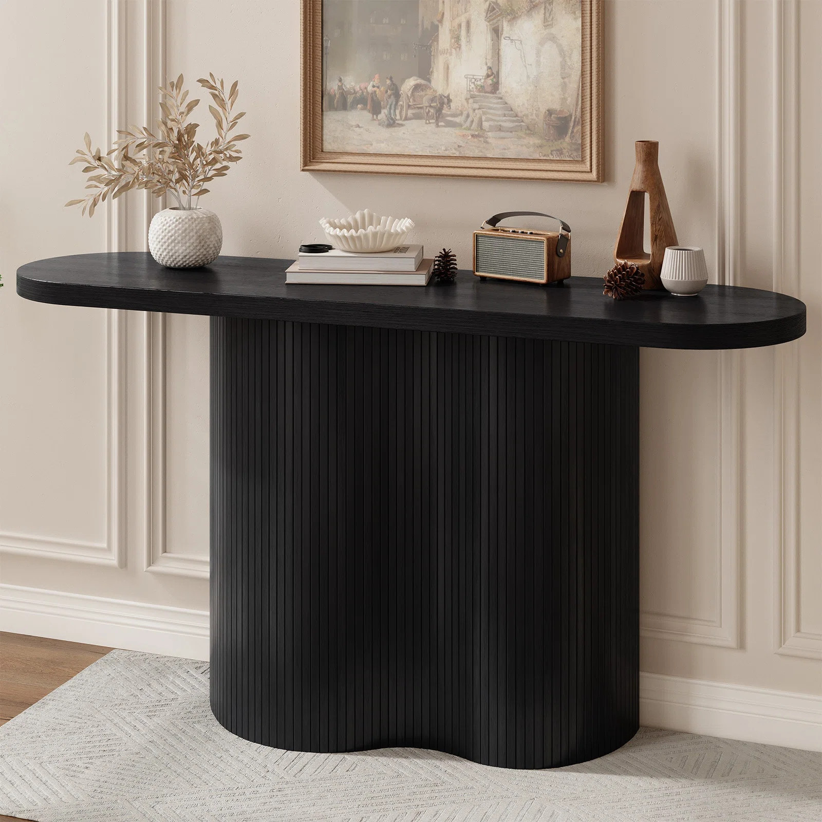 Ebern Designs 57.1'' Console Table With Classic Tambour Design, Extra Long Sofa Table For Hallway... | Wayfair North America