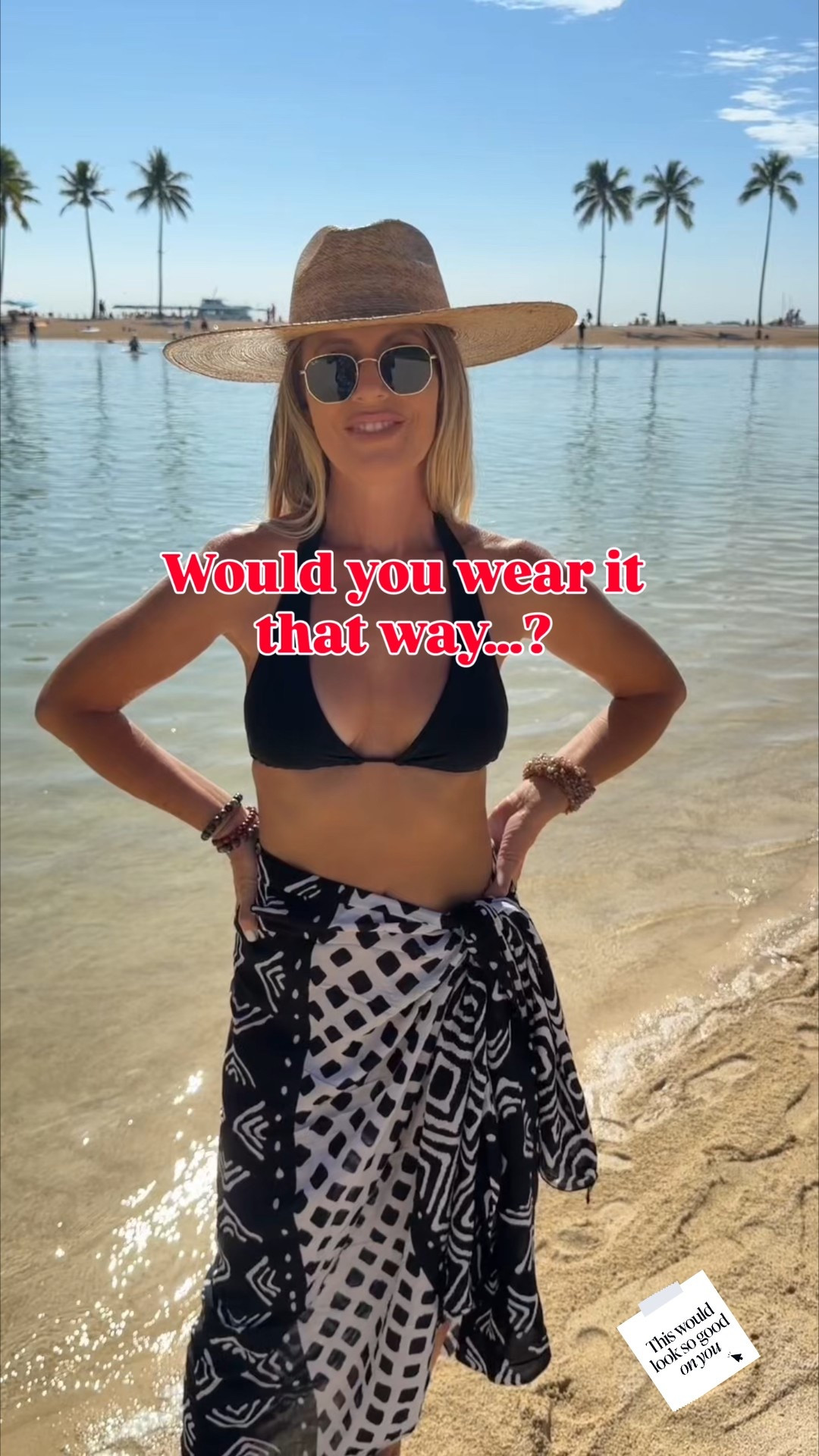 From beach to lunch in 15 seconds in this fun sarong skirt! What do you think ? 

Use code ISLE15 for 15% off on orders $70+ on Cupshe 

How to Wear a Sarong Around Your Waist (Easy Beach Wrap Style):
Start by placing the sarong around your waist to create a flattering beach cover-up. Tie one corner securely to the opposite edge of the fabric. Take the remaining loose section of the sarong and fold it into a neat triangle. Position the triangle on the side of your waist for a stylish, asymmetrical look, then tie the ends together on the opposite side. This simple sarong-tying method creates an effortless, chic wrap perfect for the beach, poolside, or vacation styling. What do you think?

#LTKTravel #LTKFindsUnder50 #LTKU