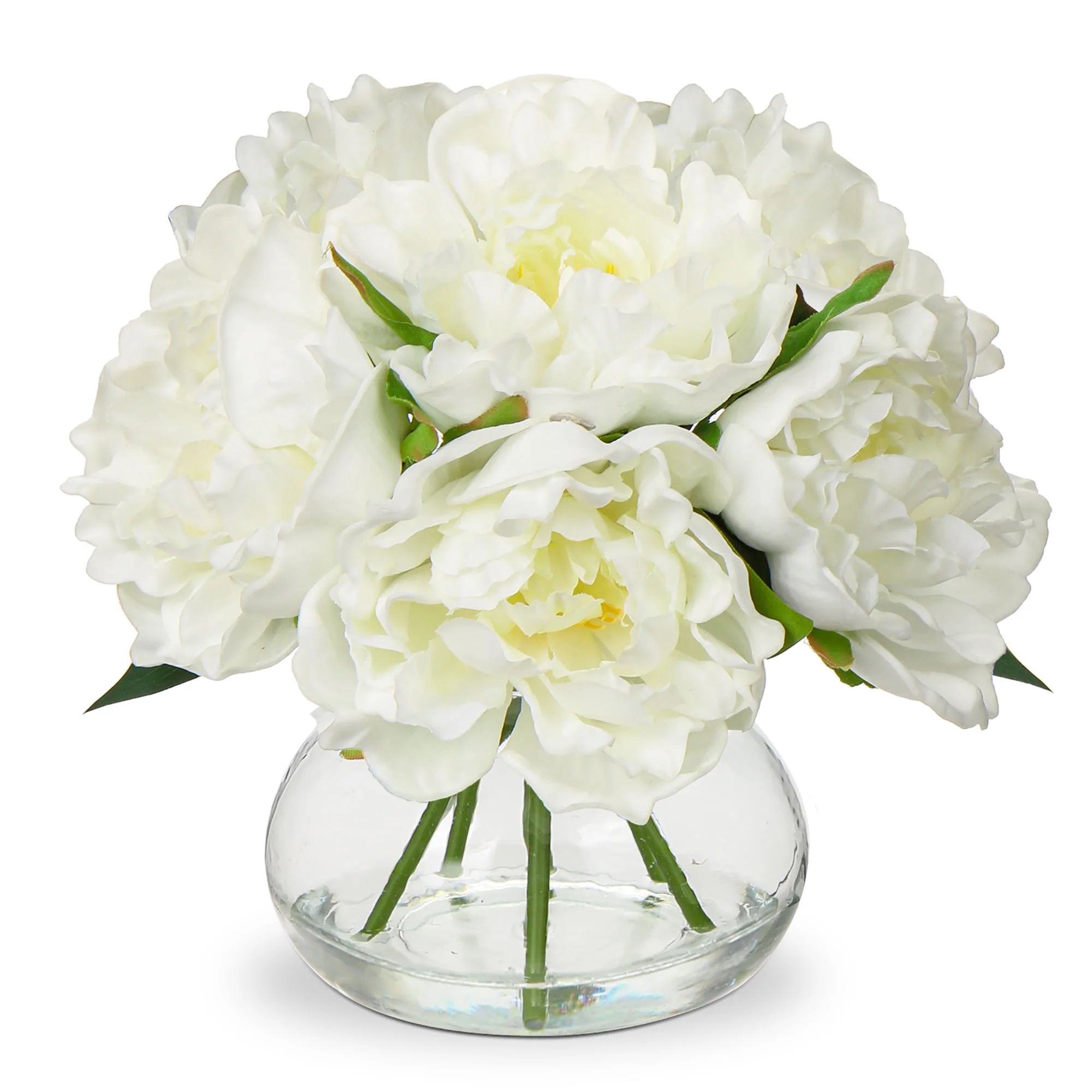 Peonies Artificial Flowers Silk Peony 6 Flower Heads Flower Arrangements in Glass Vase with Faux ... | Walmart (US)