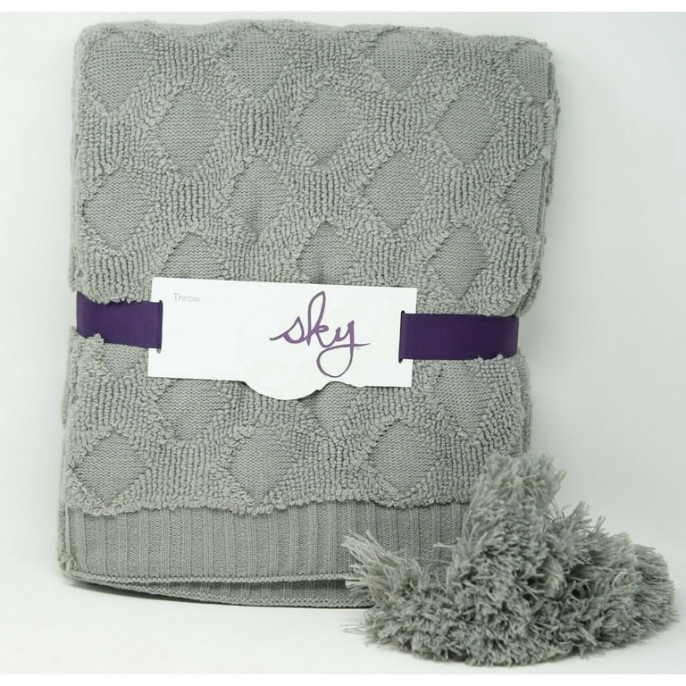 Sky Home Textured Geo Knit 50" x 60" Throw Blanket with Tassels - Charcoal Gray | Walmart (US)