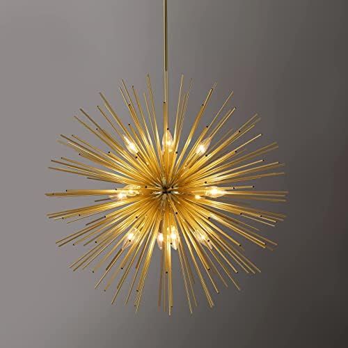 Vezzio Modern Metal Firework Gold Chandelier 12-Light Sputnik Chandelier Pendant Lighting Gold Dande | Amazon (US)