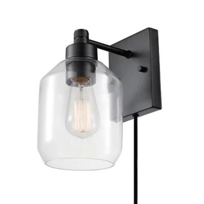 Globe Electric Middleton Plug-In/Hardwire Wall Light in Bronze with Glass Shade | Bed Bath & Beyo... | Bed Bath & Beyond