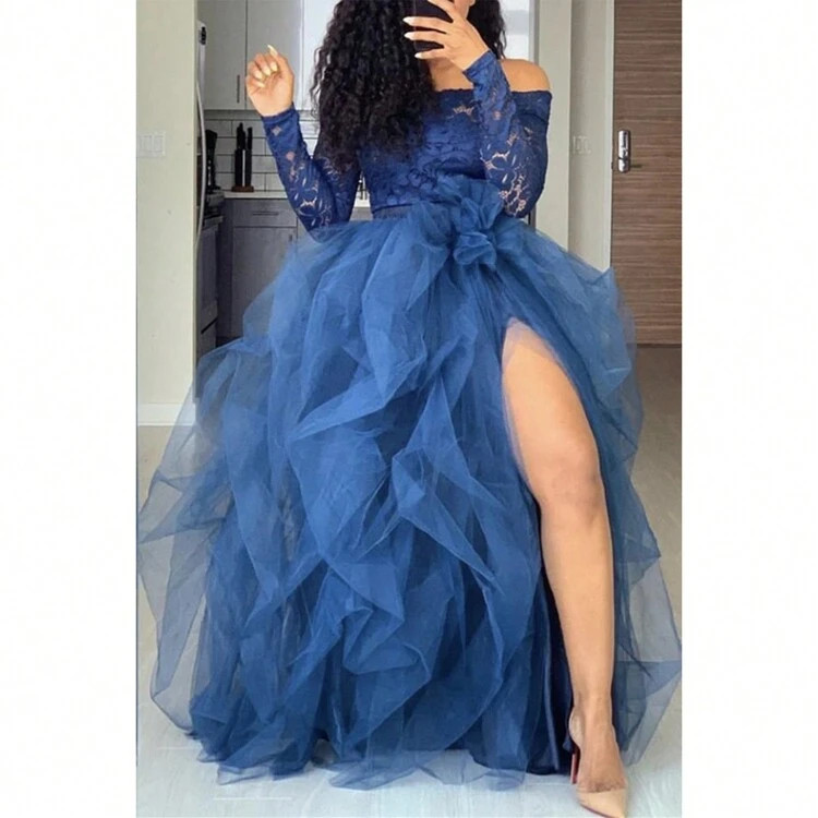 Women Maxi Tulle Floor Length Layered High Waist Spectial Occasion Skirt | SHEIN