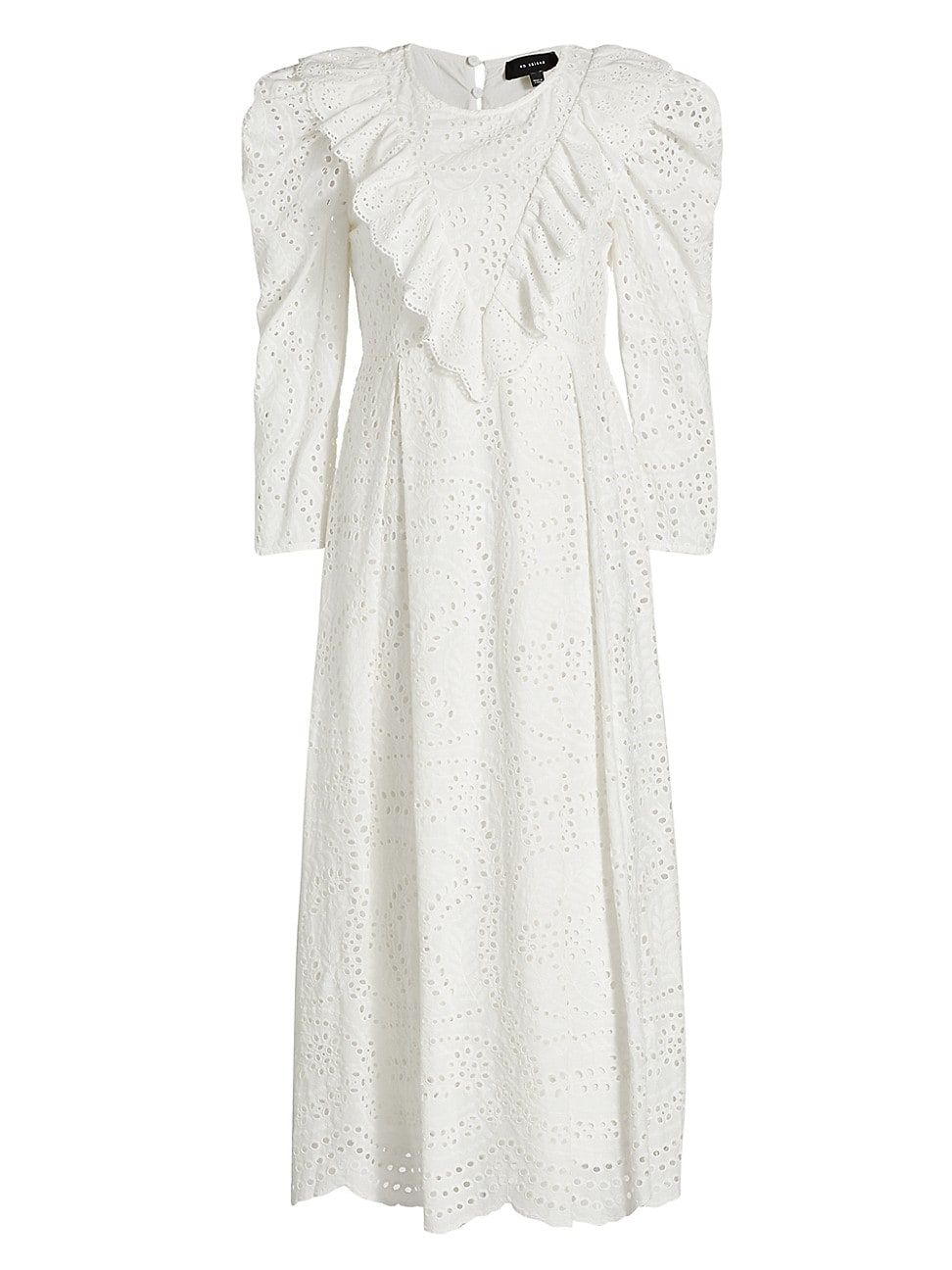 EN SAISON Long Sleeve Eyelet Midi Dress | Saks Fifth Avenue