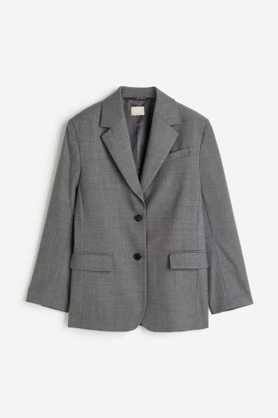 Oversized Wool-blend Blazer - Gray - Ladies | H&M US | H&M (US + CA)