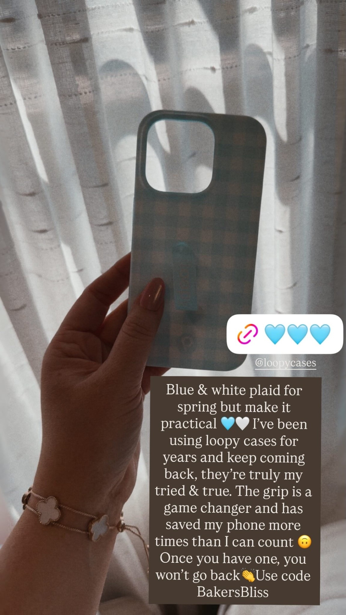 Blue & white plaid for spring but make it practical 🩵🤍 I’ve been using loopy cases for years and keep coming back, they’re truly my tried & true. The grip is a game changer and has saved my phone more times than I can count 🙃 Once you have one, you won’t go back👏Use code BakersBliss  @loopycases spring phone case | blue plaid case | loopy case | amazon tech accessories | everyday essentials | neutral aesthetic | spring vibes | lifestyle finds | practical favorites | tried and true | must have accessories | cute + functional | on the go essentials | daily use items | amazon finds 💙🤍

#LTKdayinmylife #LTKSaleAlert #LTKvlog