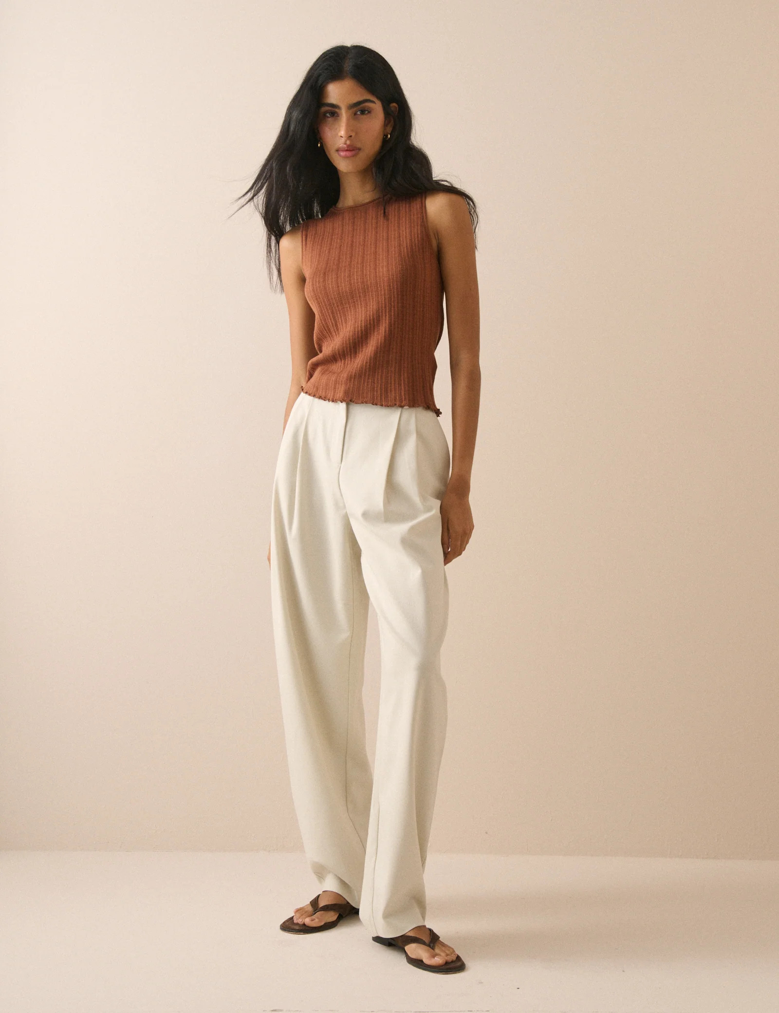 White Rowan Tailored Barrel Leg Trousers | Nobody's Child