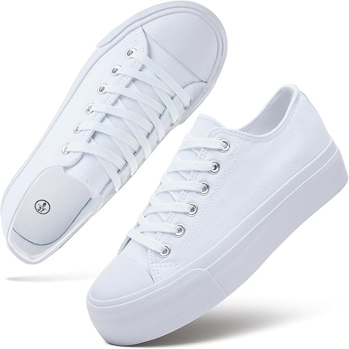 hash bubbie Platform Sneakers for Women White Platform Shoes Low Top Tennis Shoes Non Slip Black ... | Amazon (US)