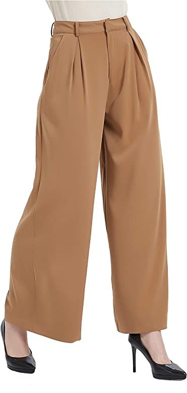 Amazon.com: Tronjori Women High Waist Casual Wide Leg Long Palazzo Pants Trousers Regular Size(XS... | Amazon (US)