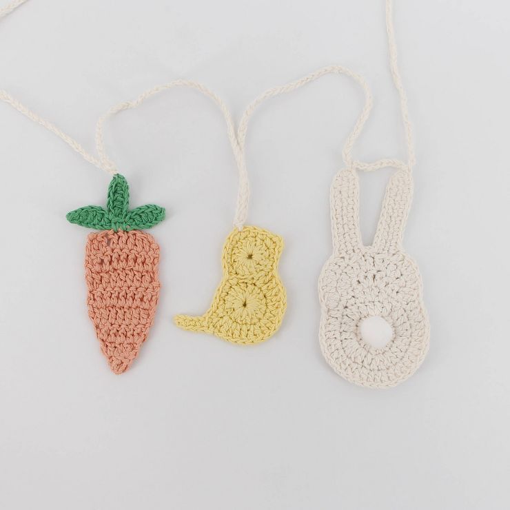 6' Crochet Easter Decorative Wall Garland Carrot/Chick/Bunny - Spritz™ | Target