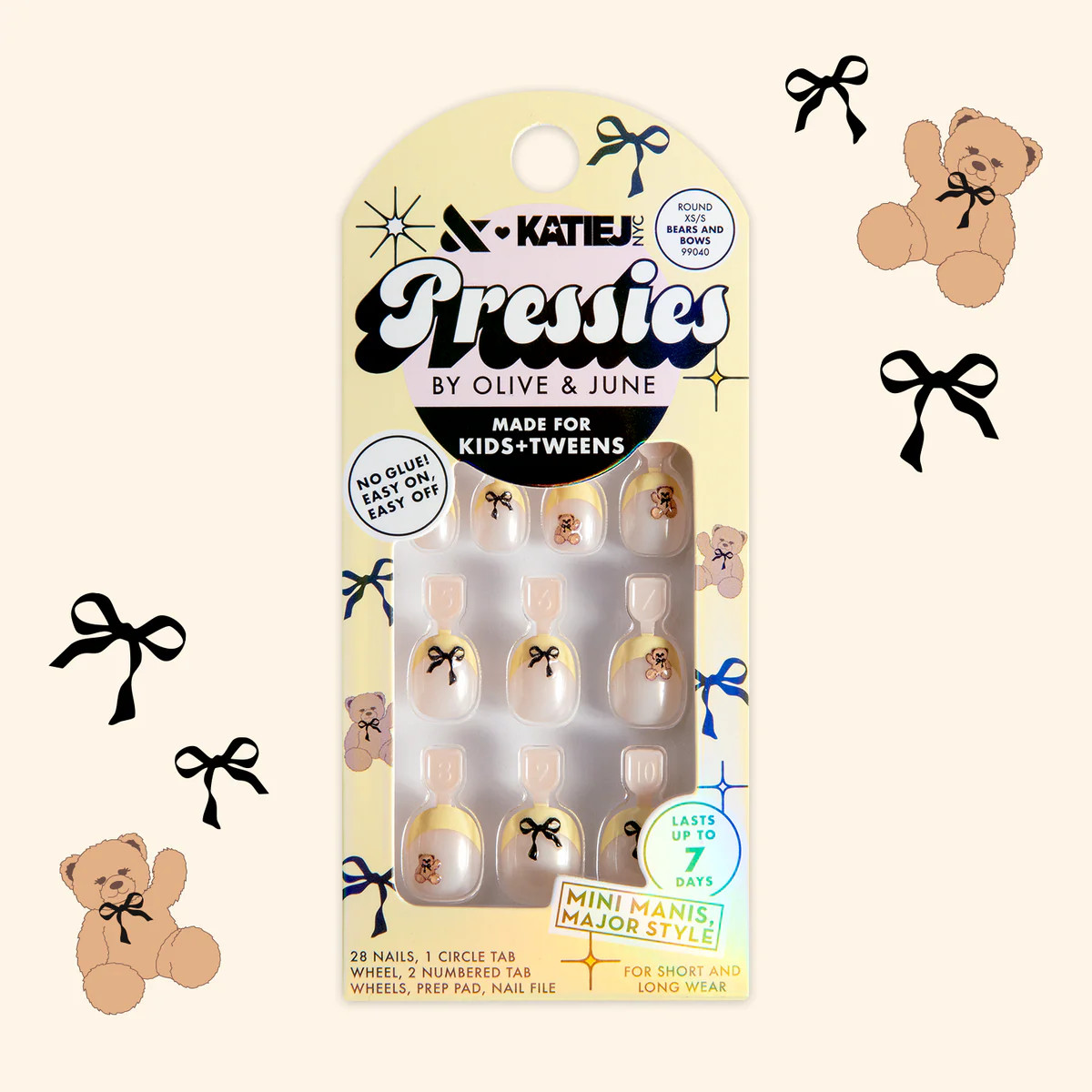 Bears and Bows - Pressies | Extra Short Short | Round | Olive & June