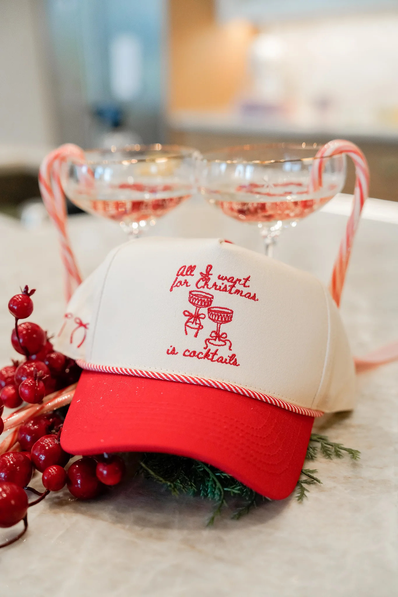 All I Want for Christmas is Cocktails - Red Vintage Trucker Hat | KenzKustomz