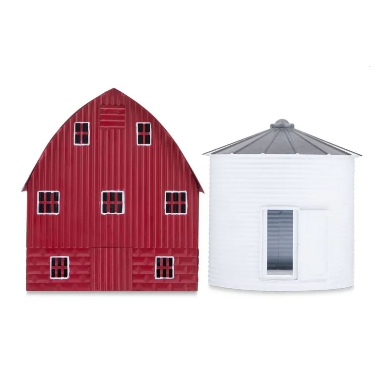 Red Barn and White Grain Bin, Iron, 2 Pack, by Holiday Time | Walmart (US)