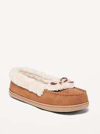 Faux-Suede Sherpa-Lined Moccasin Slippers For Women | Old Navy (US)
