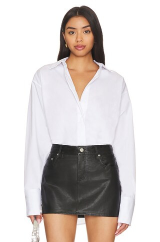 Good American Oversized Poplin Shirt in White001 from Revolve.com | Revolve Clothing (Global)