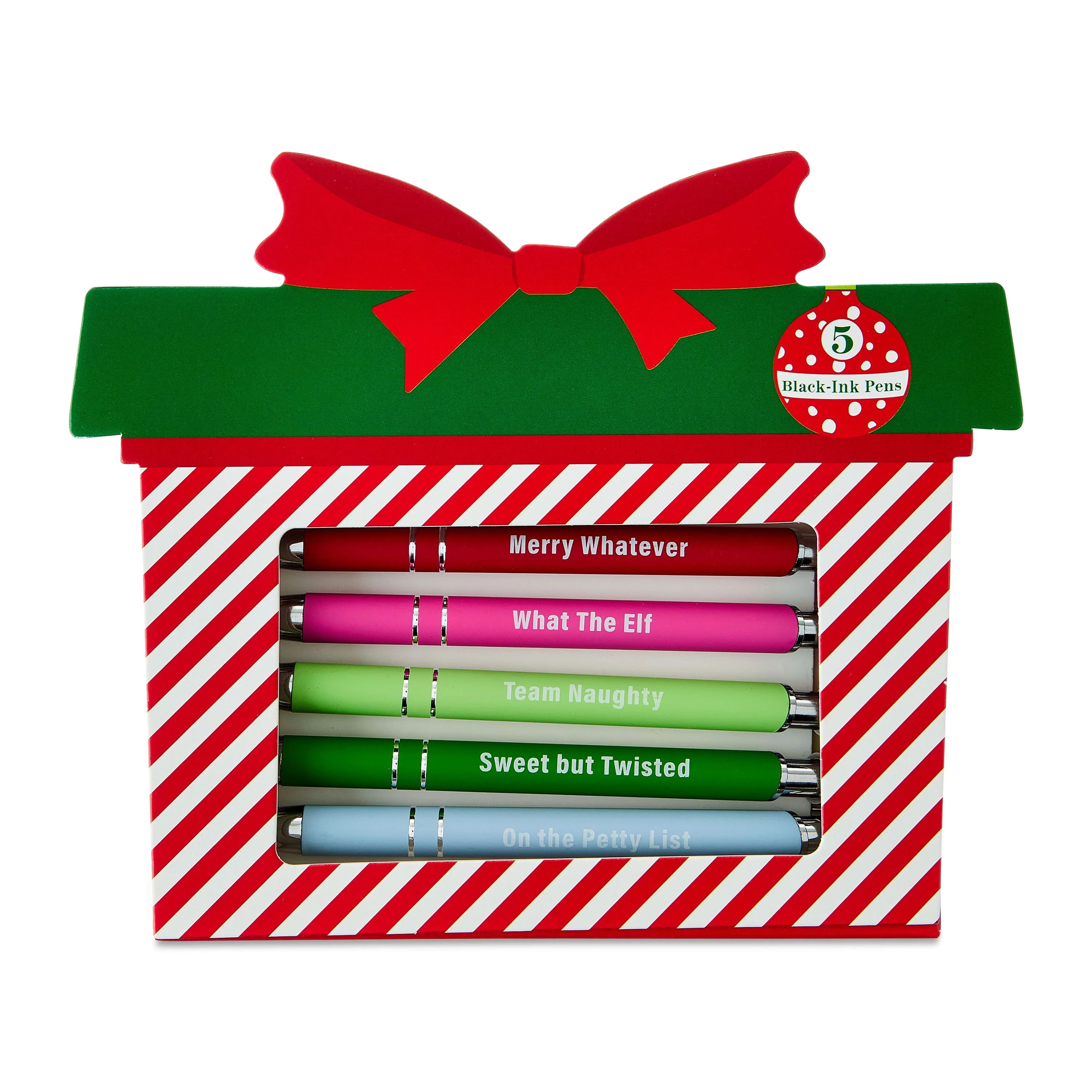 Multicolor Christmas Saying Ballpoint Pens, 0.5 mm, Black Ink, 5 Count, by Holiday Time | Walmart (US)