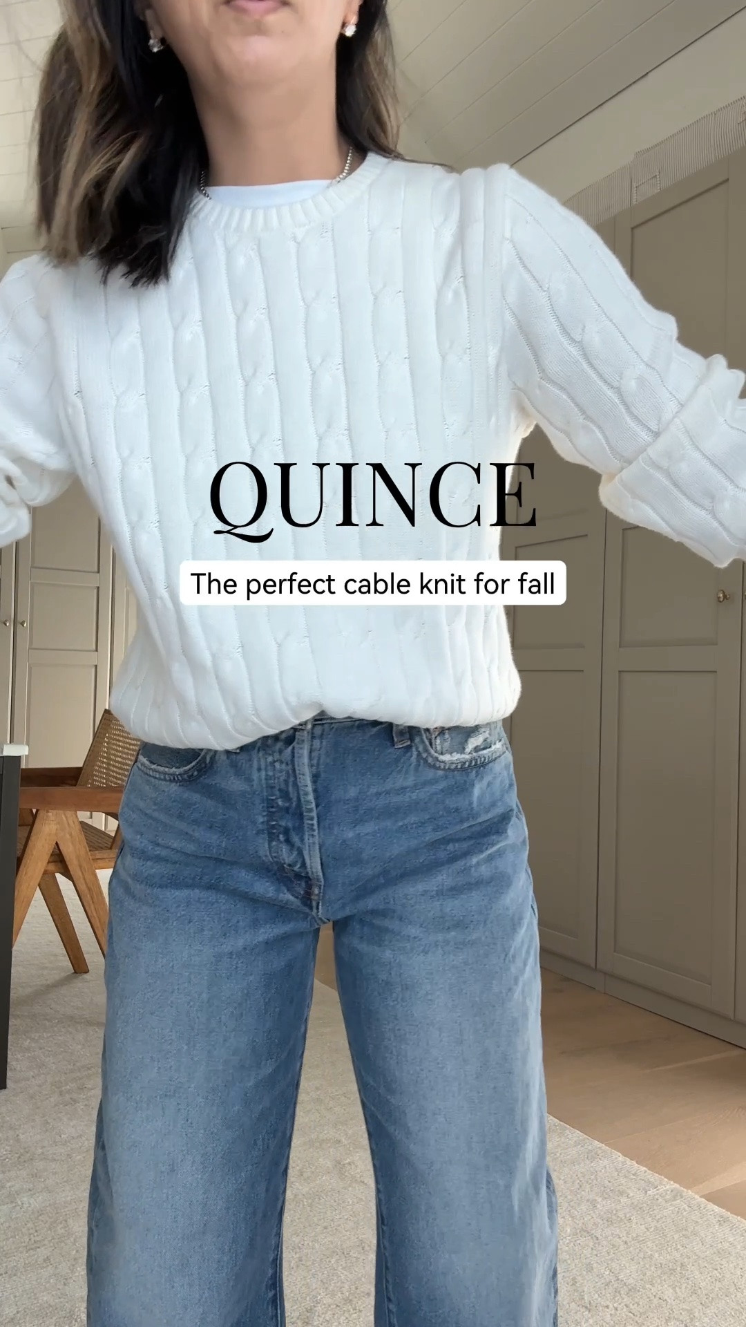 Love this new cable knit sweater from Quince for fall. More of a classic fit, so size up for a roomier and more comfortable fit. I’m in a size small.

#LTKmomlife #LTKPetite #LTKOver40