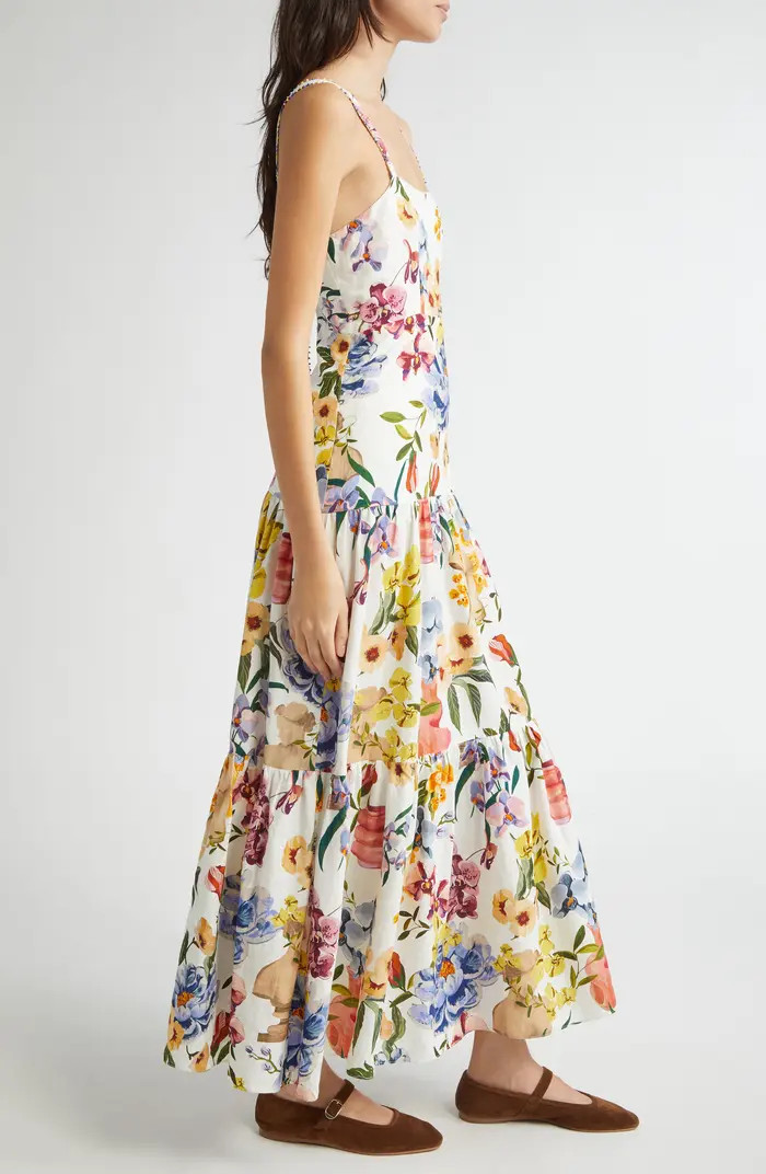 Greek Garden Tiered Linen Blend Maxi Dress | Nordstrom