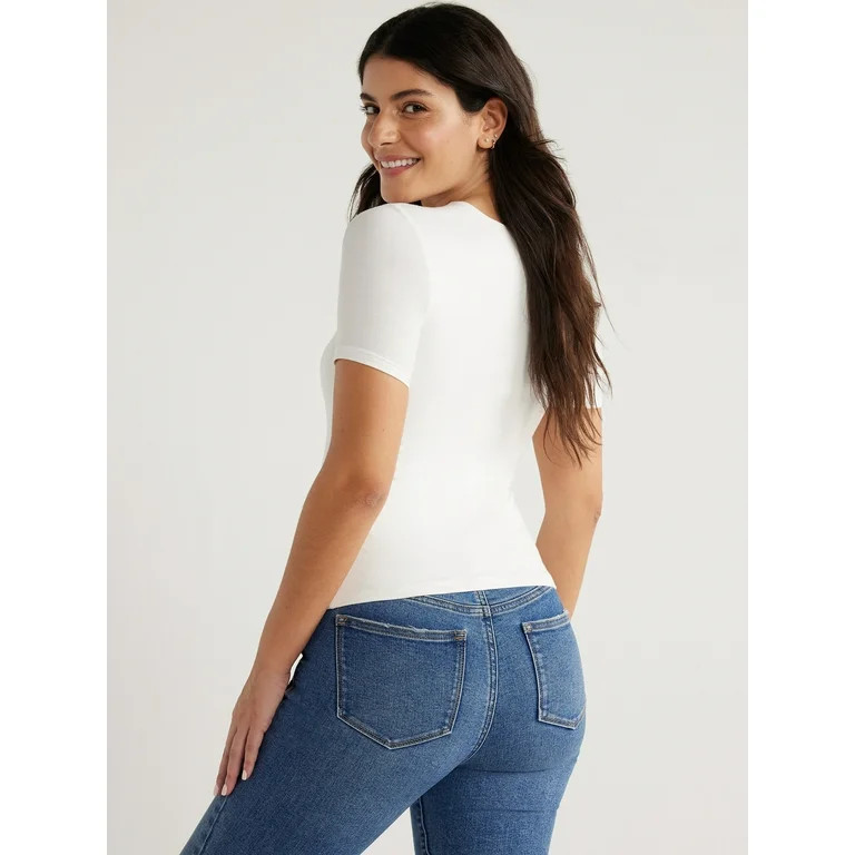 Sofia Jeans Women's High Neck Tee with Short Sleeves, Sizes XS-3XL - Walmart.com | Walmart (US)