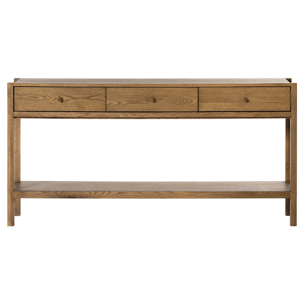 Malina Modern Classic Natural Oak Media Console - 60" | Kathy Kuo Home