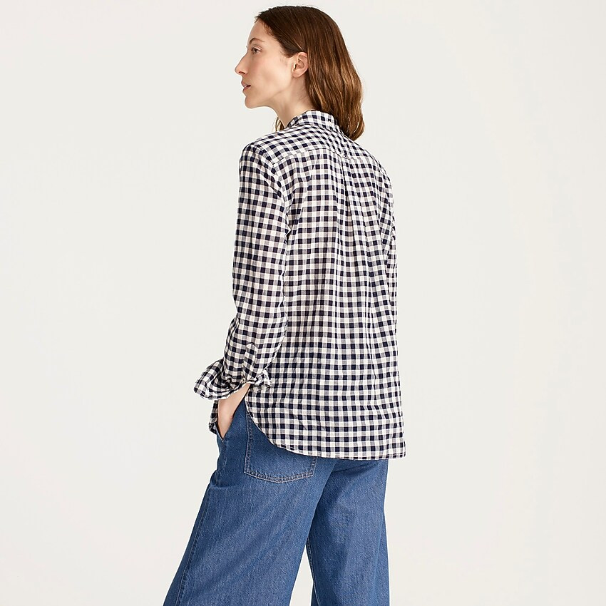 Classic-fit shirt in crinkle gingham | J. Crew US