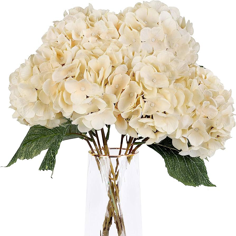 Louiesya Artificial Flowers Silk Hydrangea Flowers with 5 Big Heads Fake Flower Bunch Bouquet for... | Amazon (US)
