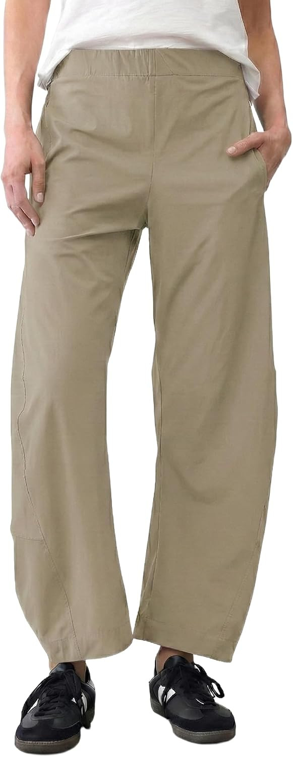 LOMON Women's Barrel Pants, Wide Leg Loose Fit Ankle Pant with Side Pockets | Amazon (US)