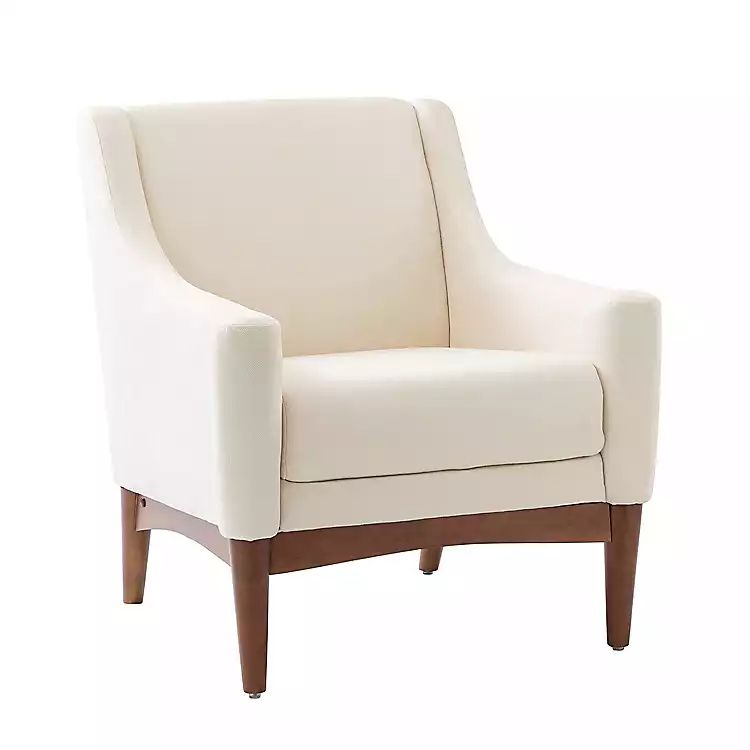 New! Ivory Upholstered Wood Trim Accent Chair | Kirkland's Home