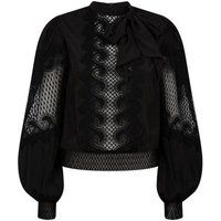 Black Lace Panel Puff Sleeve Blouse New Look | New Look (UK)