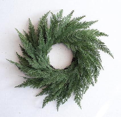 18" Faux Cedar Wreath, Christmas Wreaths for Front Door Outside, Green Wreath Christmas, Window W... | Amazon (US)