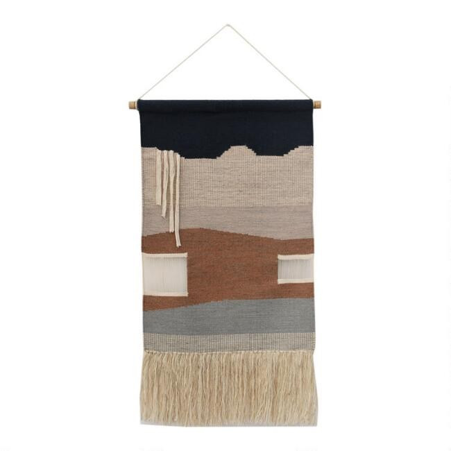 Dusty Rose And Navy Abstract Wall Hanging | World Market