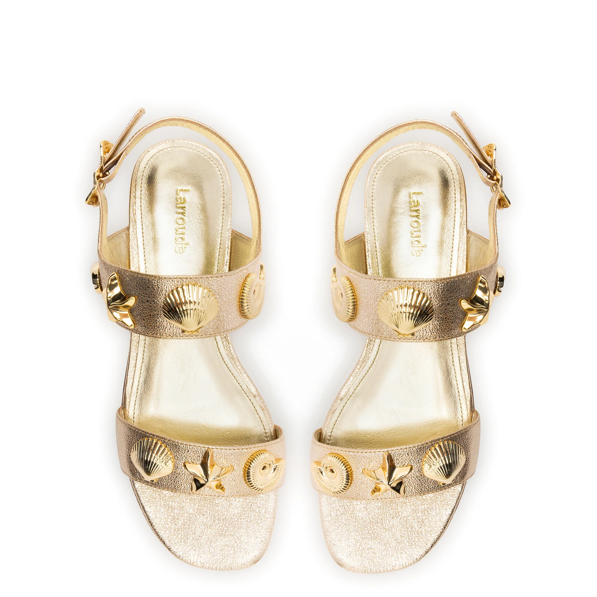 Madison Flat In Gold Metallic Leather | Larroude
