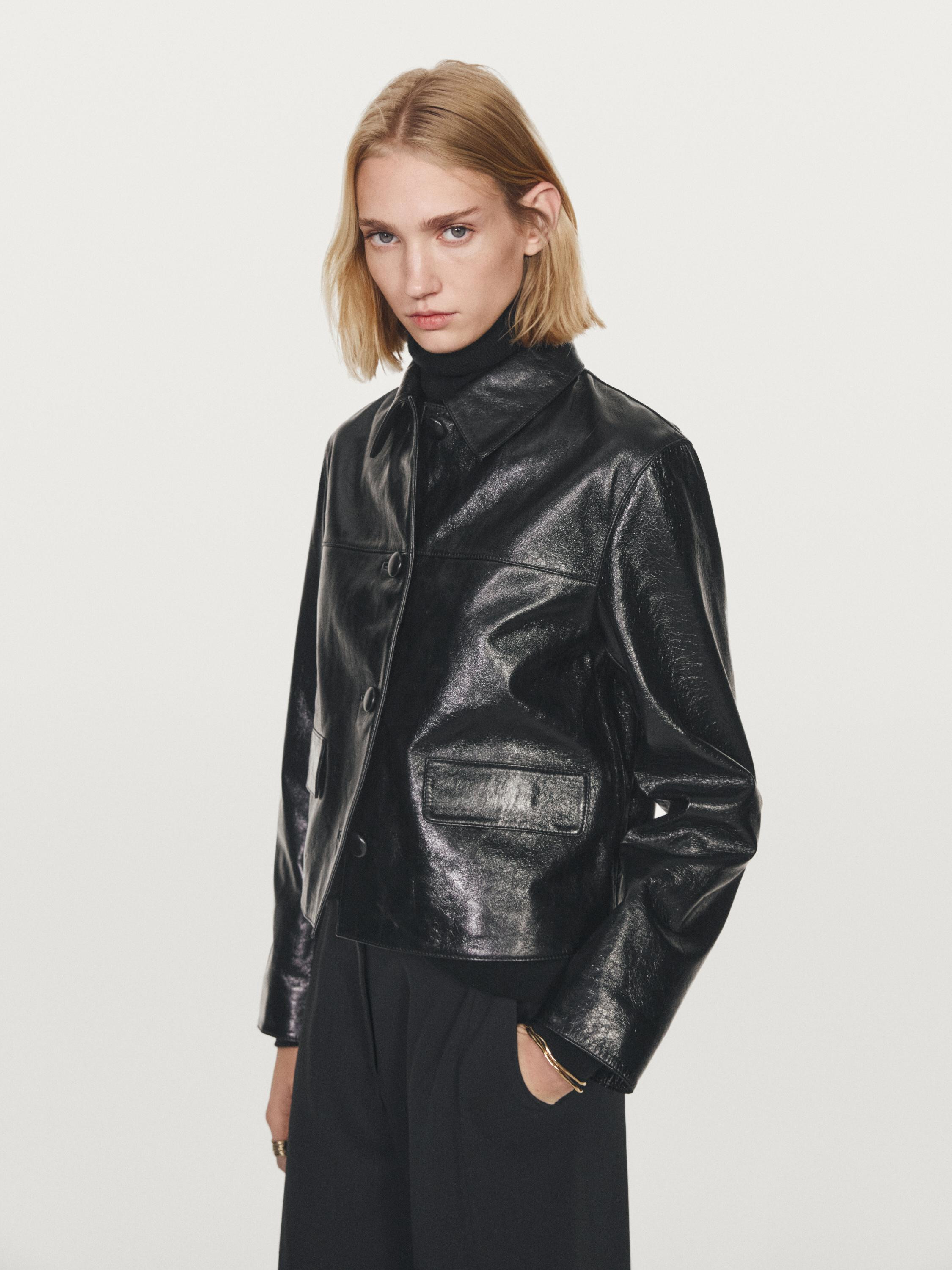 Cropped nappa leather jacket | Massimo Dutti US