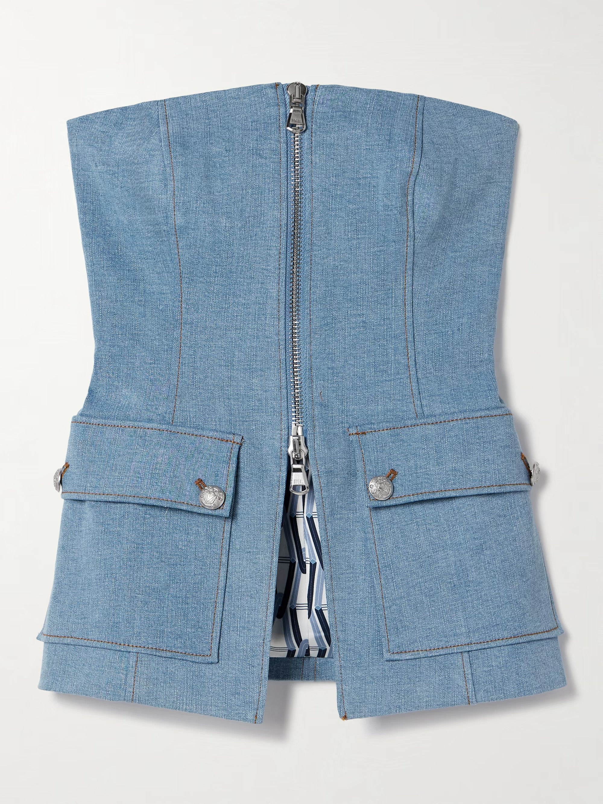 Maeve strapless denim bustier top | NET-A-PORTER (US)