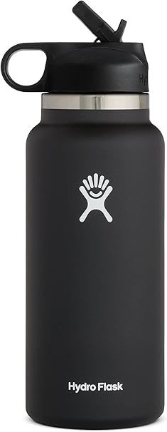 Hydro Flask Water Bottle with Straw Lid - Stainless Steel, Reusable, Vacuum Insulated- Wide Mouth | Amazon (US)