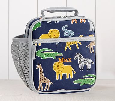 Mackenzie Navy Silly Safari Glow-in-the-dark Lunch Box | Pottery Barn Kids