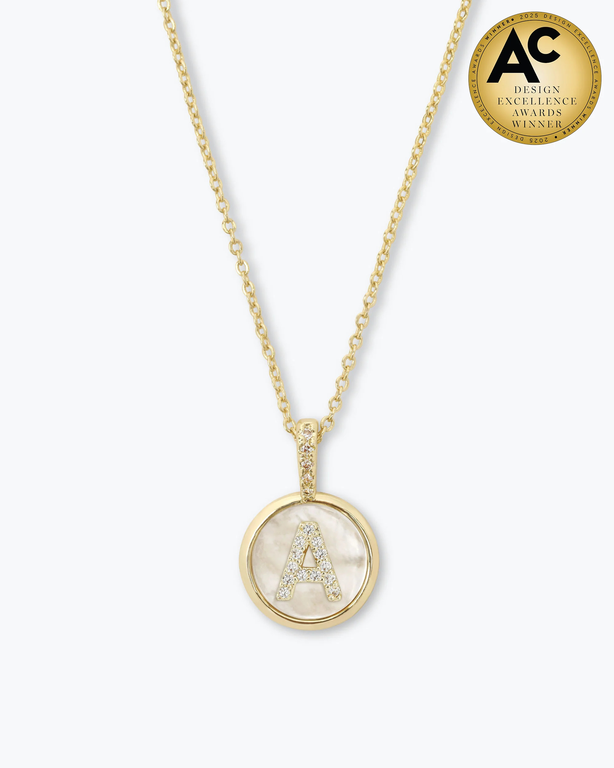 Baby Love Letters Medallion Necklace - Gold|White Diamondettes | Melinda Maria Jewelry