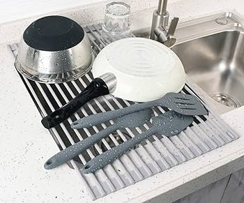 Surpahs Over Sink Foldable Multipurpose Roll-Up Dish Drying Rack, Silicone Wrapped Stainless Stee... | Amazon (US)