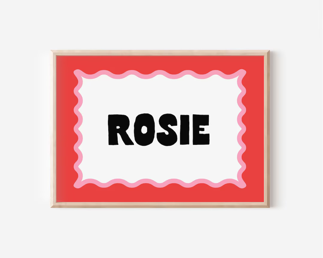 Personalized Quirky Wavy Colorful Name Digital Print, Nursery Name Sign, Retro Scalloped Letter W... | Etsy (US)