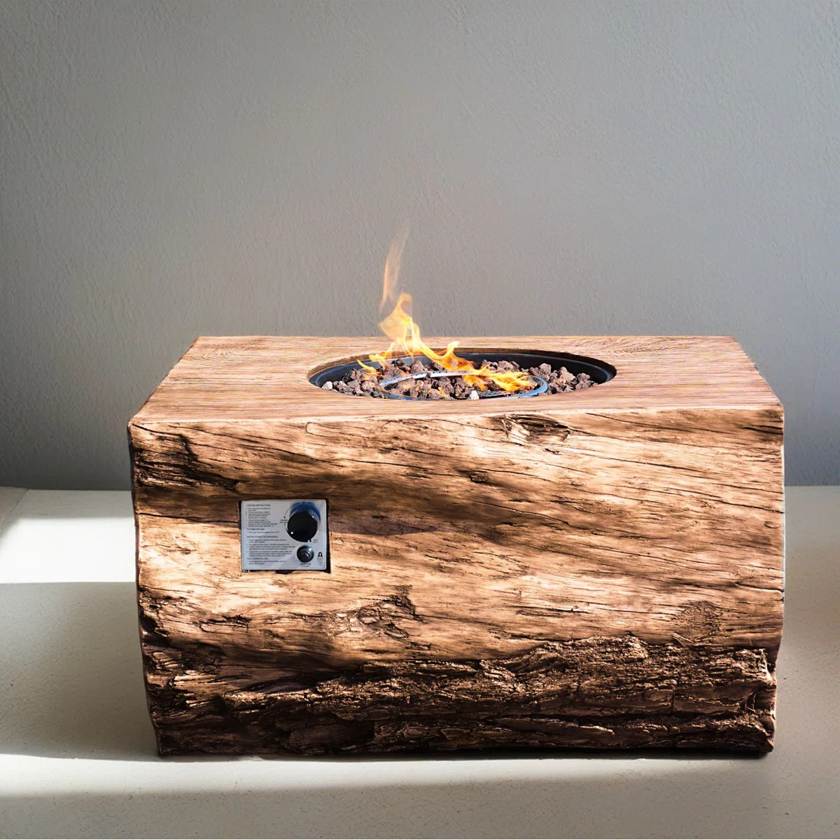 Dangelo Rectangle Stone Propane Smokeless Fire Pit Table with Hidden Fuel Tank | Wayfair North America