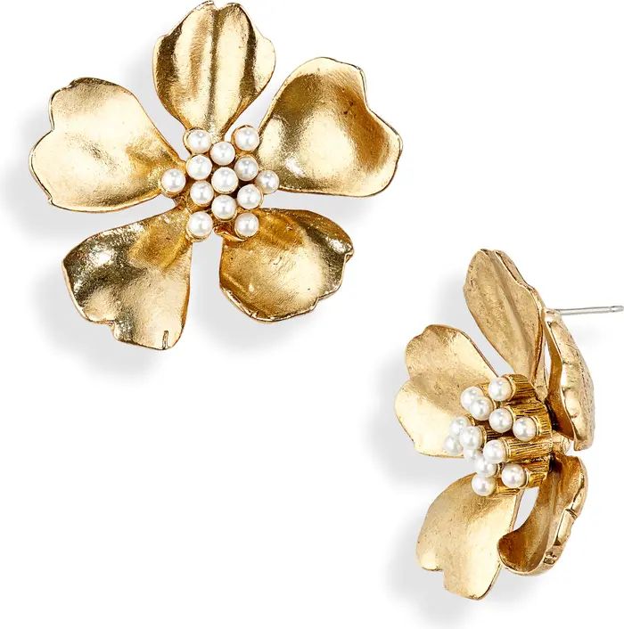 Flower Imitation Pearl Stud Earrings | Nordstrom