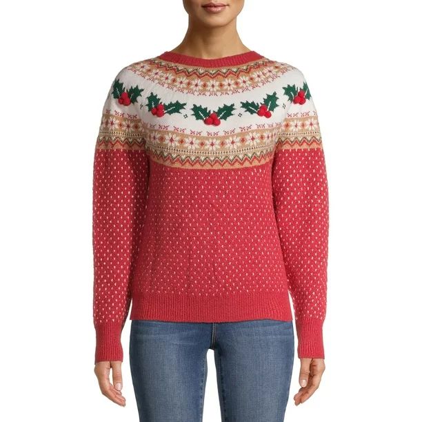 Holiday Time - Holiday Time Women's Fair Isle Holiday Sweater - Walmart.com | Walmart (US)