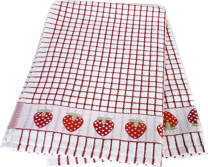 Samuel Lamont Poli-dri Jacquard Towel White with Red and Strawberries Trim | Amazon (US)