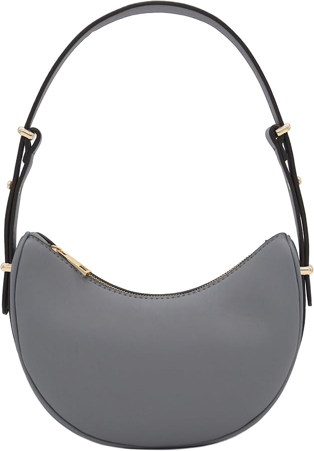 Small Crescent Smooth Faux Leather Underarm Shoulder Bag | Amazon (US)