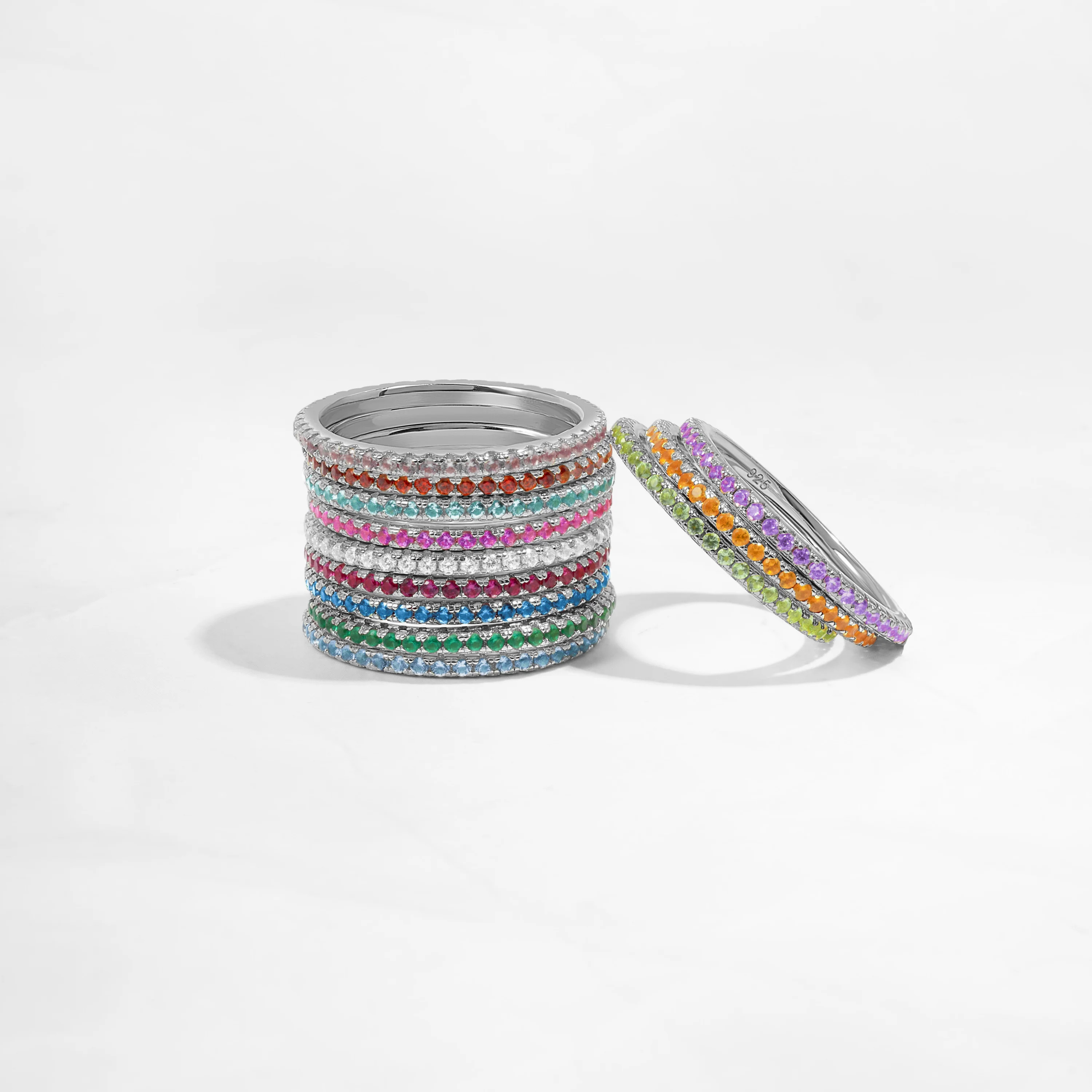 Silver Eternity Birthstone Rings | Sami Jewels