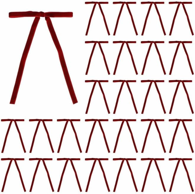 30 Pcs Burgundy Velvet Christmas Bows 5 x 7 Inch Rustic Vintage Wedding Velvet Ribbon Gift Bows f... | Amazon (US)