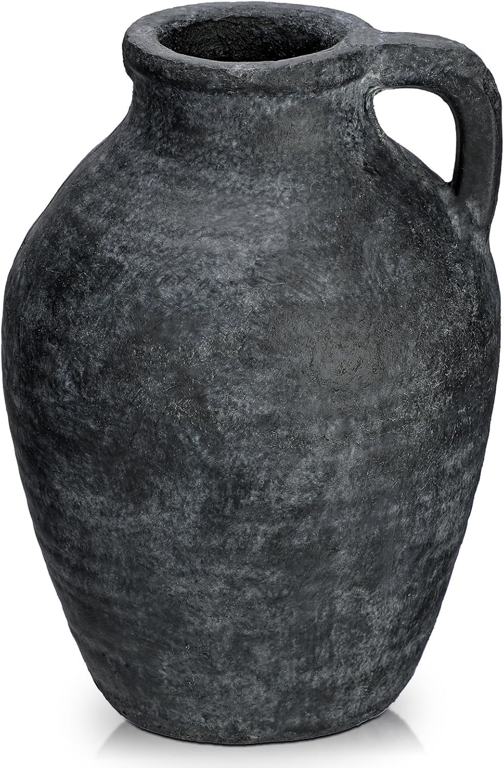 Ceramic Rustic Farmhouse Vase, 9 inch Ceramic Black Flower Vase for Centerpieces Pampas Grass Pottery Jug with Handle Boho Modern Rustic Farmhouse Decor for Living Room Kitchen Dinner Table Shelves | Amazon (US)