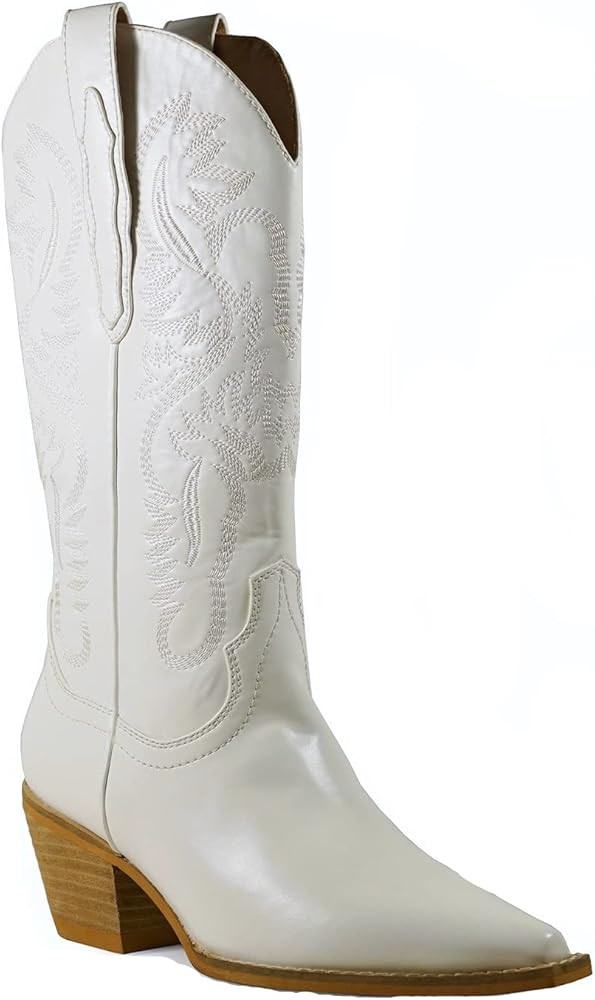 ARiderGirl Hanan Women Knee High Western Style Stacked Heel Boots | Amazon (US)