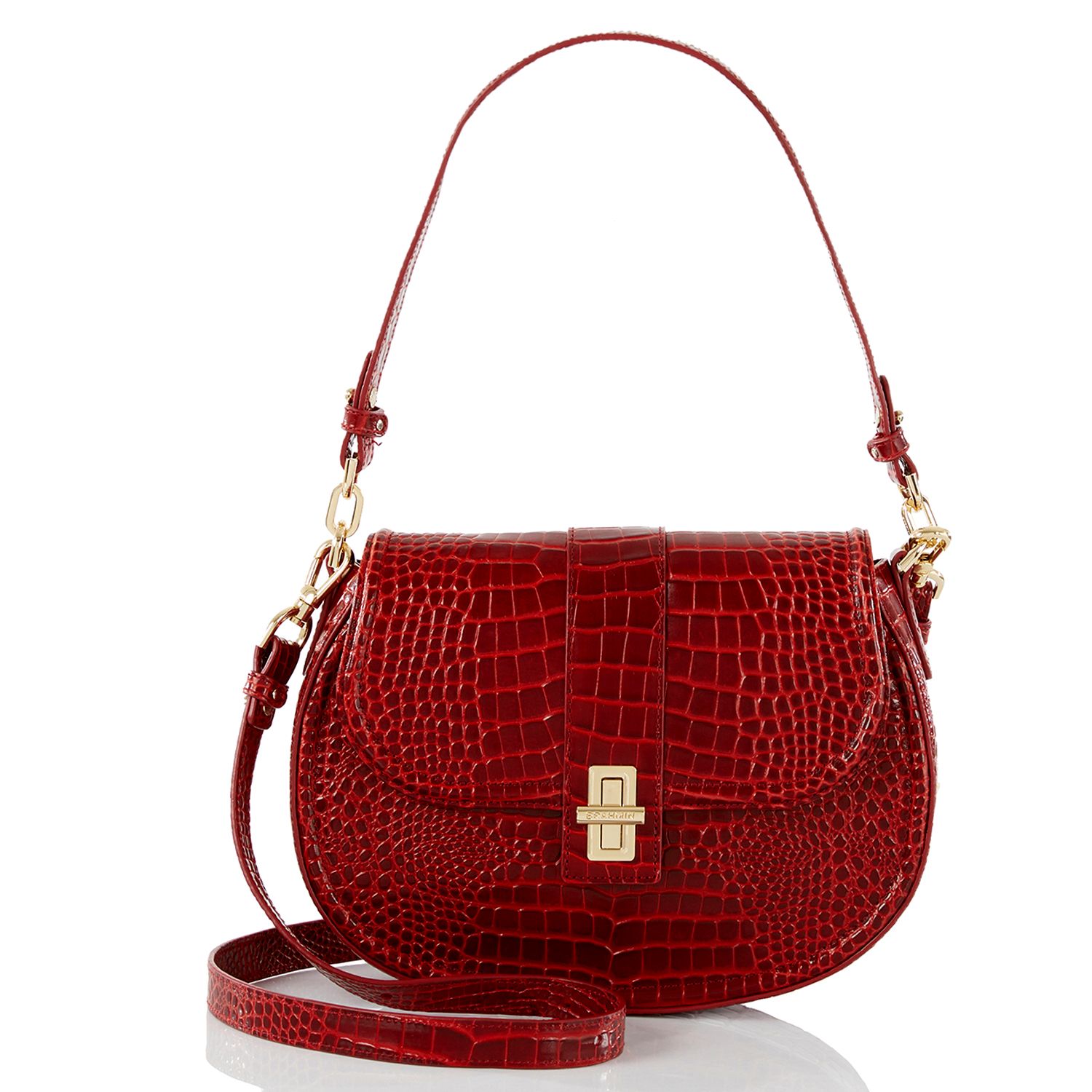 Cynthia Leather Shoulder Bag | Red Glissandro | BRAHMIN | Brahmin